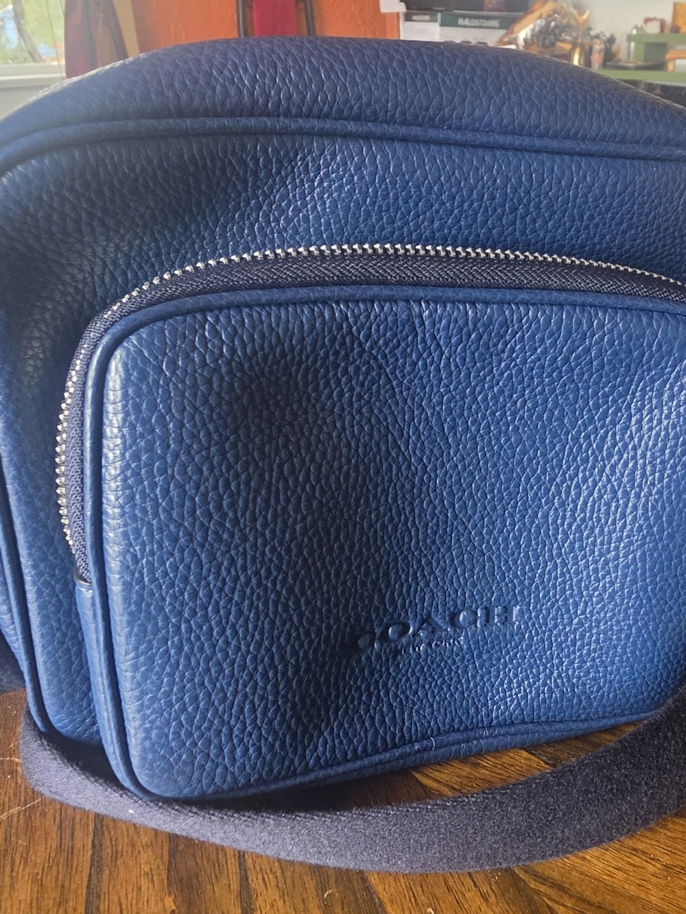 Coach Fletcher Blue Pebble Leather Crossbody Shoulder Camera Bag -NWT